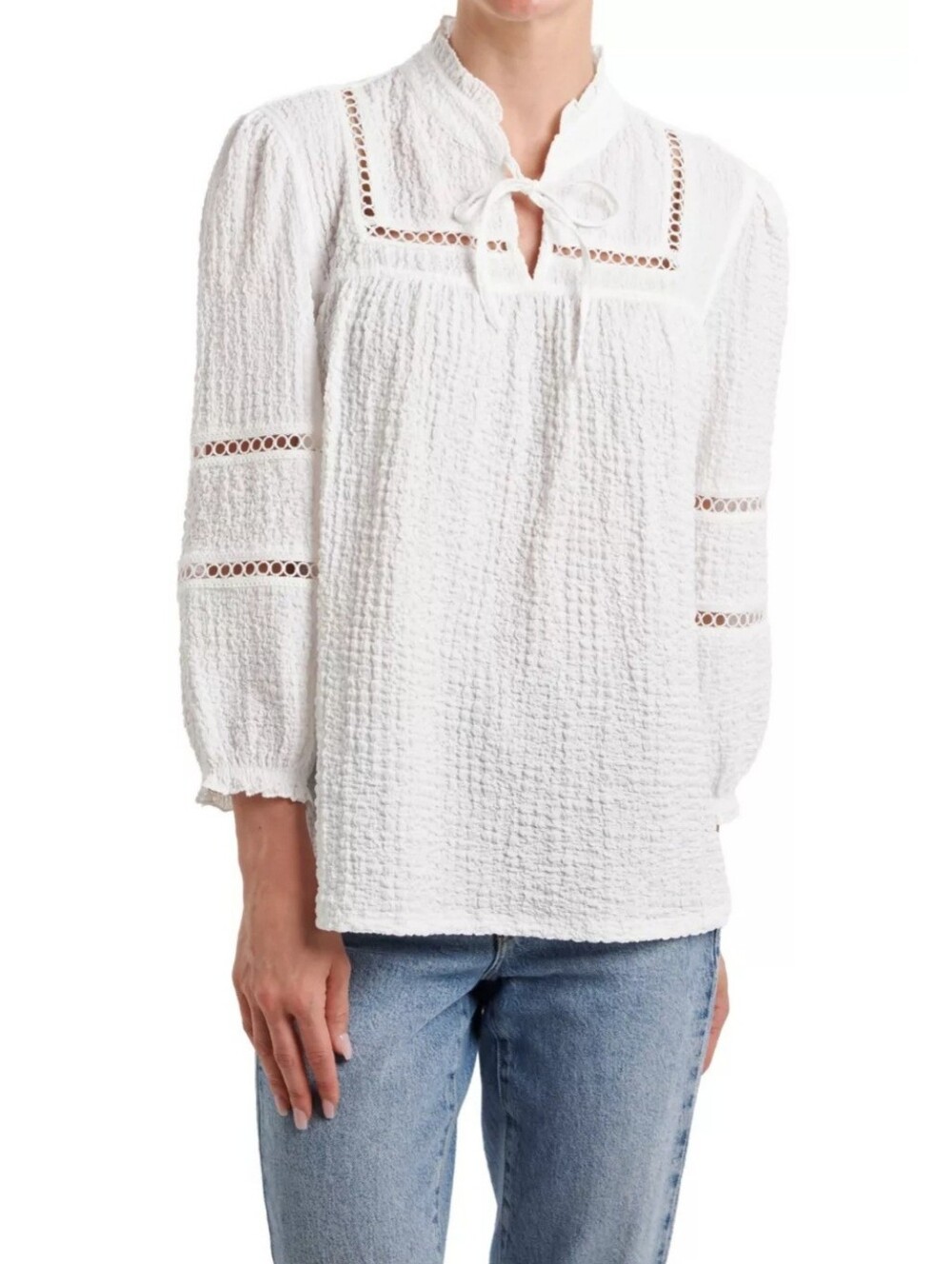 Vintage Threads Women's Lace Trim Blouse